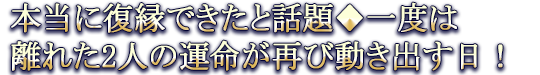 本当に復縁できたと話題◆一度は離れた2人の運命が再び動き出す日!