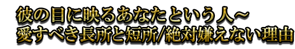 彼の目に映るあなたという人〜愛すべき長所と短所/絶対嫌えない理由